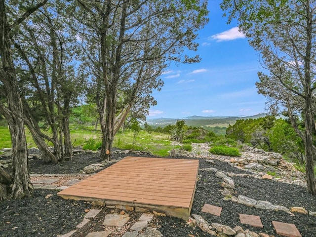 view of yard with a mountain view