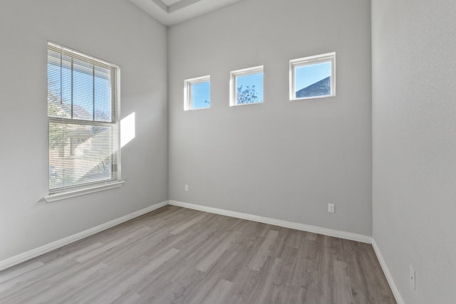 spare room featuring a healthy amount of sunlight and light wood-type flooring