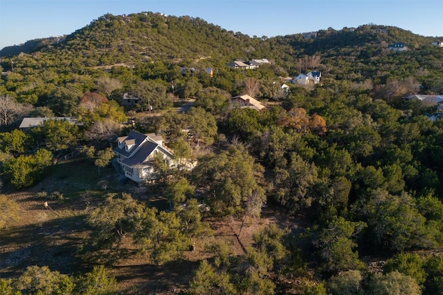 drone / aerial view featuring a mountain view