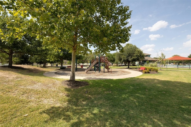 view of play area featuring a yard