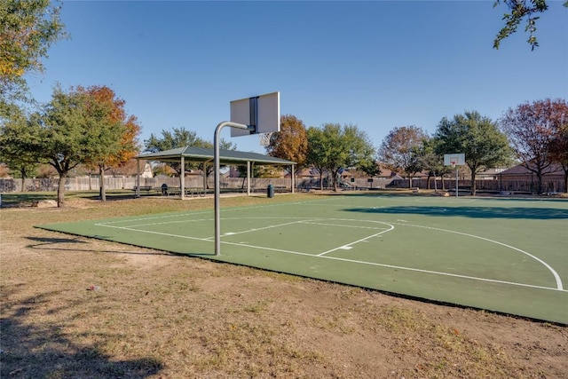 view of basketball court featuring a gazebo