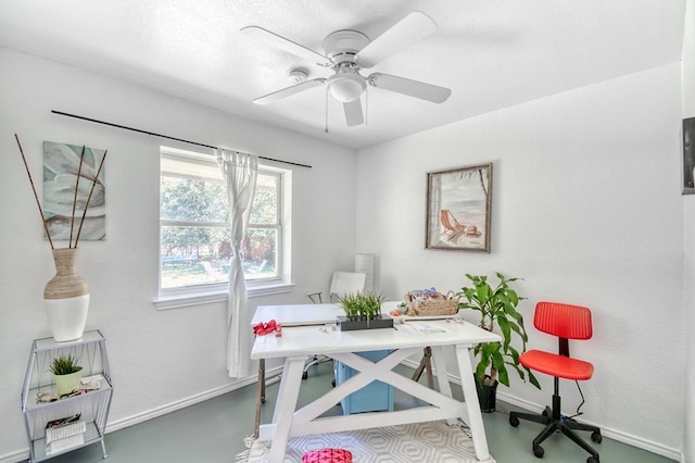 home office with ceiling fan