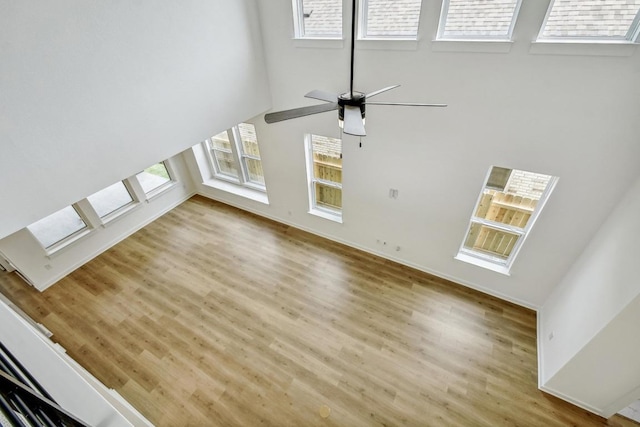 unfurnished living room with a wealth of natural light and wood finished floors