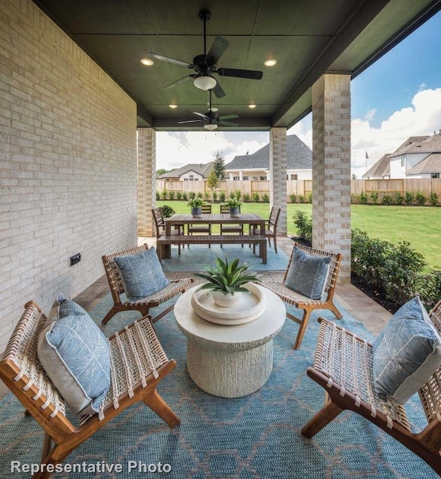 view of patio with ceiling fan