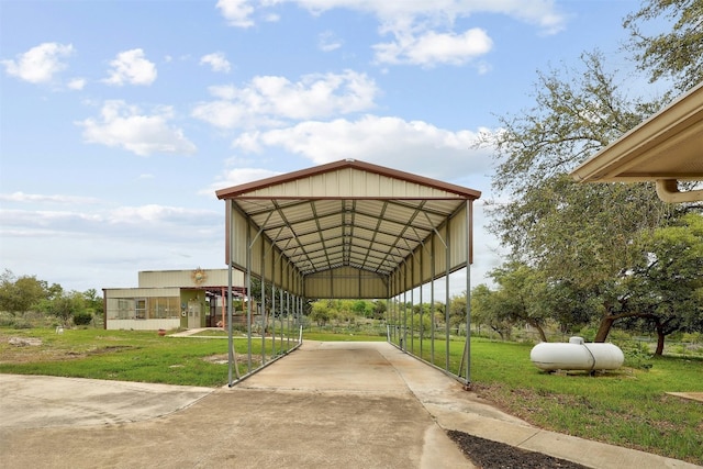 exterior space featuring a carport