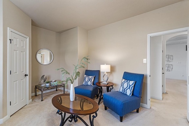 sitting room with light carpet