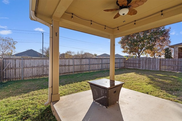 view of patio / terrace with ceiling fan