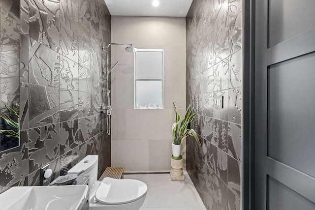 1005 Jewell St, Austin, TX 78704 - full bathroom featuring tiled shower and tile walls