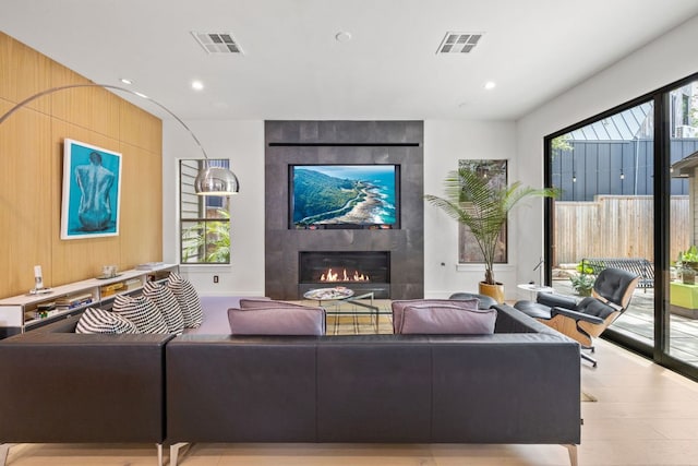 1005 Jewell St, Austin, TX 78704 - living room with a fireplace and recessed lighting