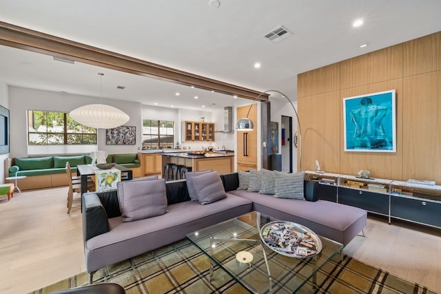 1005 Jewell St, Austin, TX 78704 - living room featuring light wood-type flooring and recessed lighting