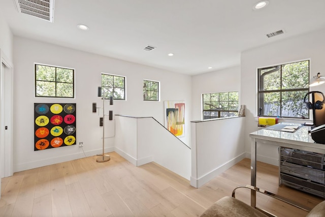 1005 Jewell St, Austin, TX 78704 - office area featuring recessed lighting and light wood finished floors