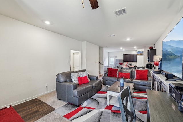 living room featuring light wood-type flooring