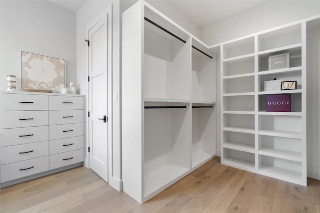 spacious closet featuring light wood-type flooring