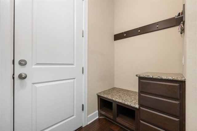 mudroom featuring dark hardwood / wood-style floors