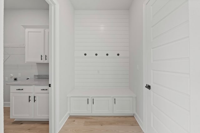 mudroom featuring light wood-type flooring