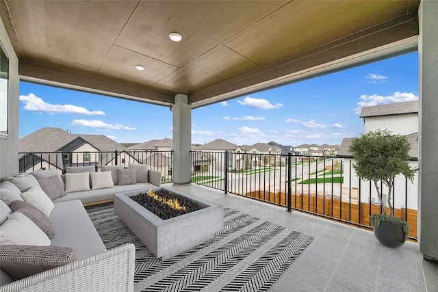 7501 Becasseau Dr, Austin, TX 78738 - patio / terrace with a residential view and an outdoor living space with a fire pit
