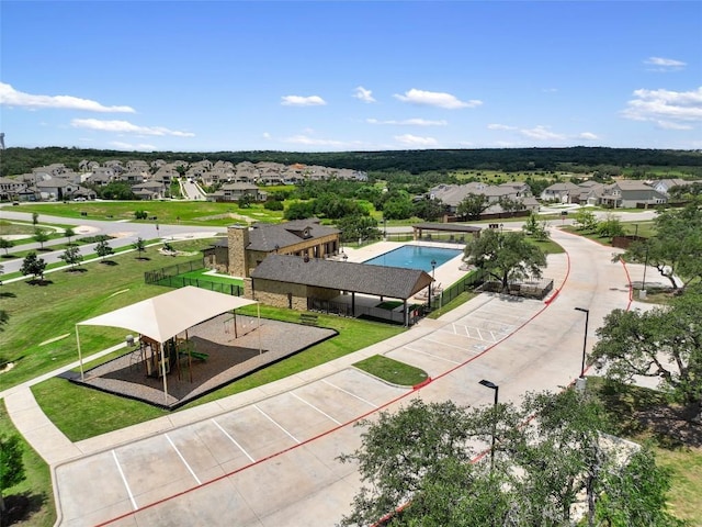 7501 Becasseau Dr, Austin, TX 78738 - aerial perspective of suburban area featuring a pool