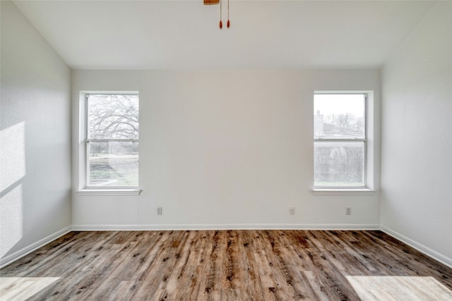 spare room featuring plenty of natural light and light hardwood / wood-style flooring