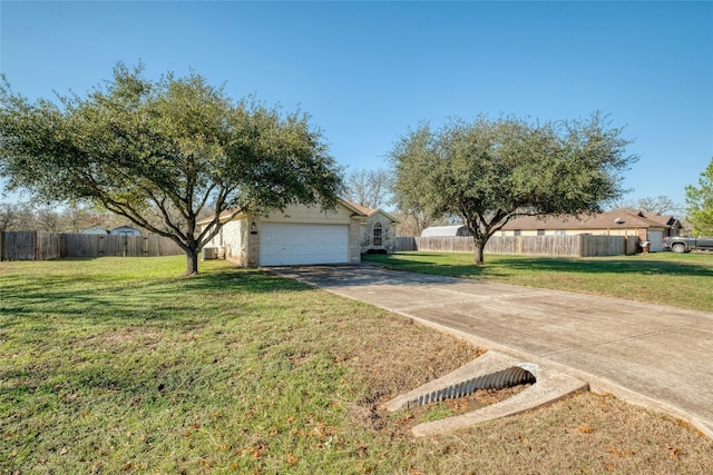 view of yard featuring a garage