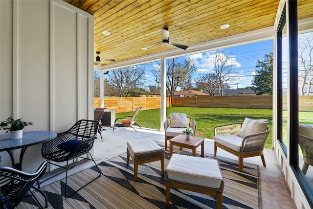 view of patio / terrace featuring outdoor lounge area and ceiling fan