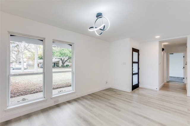 interior space with light hardwood / wood-style flooring