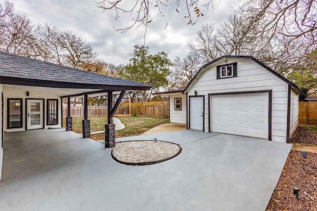 view of garage