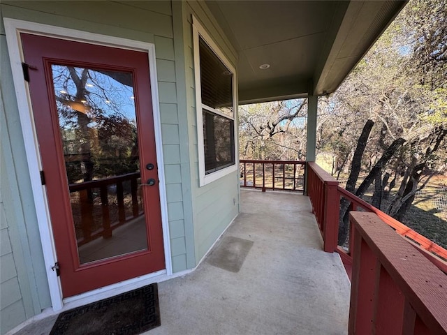 balcony featuring a porch