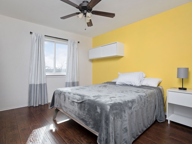 12400 Tay Ter, Austin, TX 78754 - bedroom with hardwood / wood-style floors, baseboards, and ceiling fan