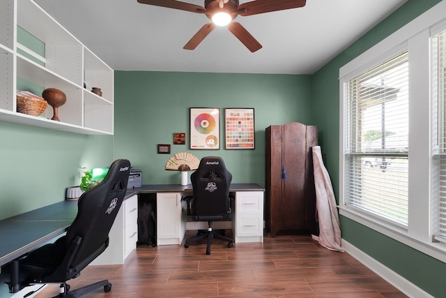 home office with ceiling fan