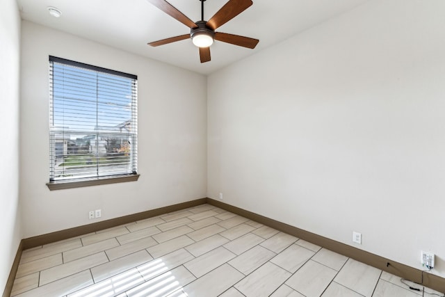 unfurnished room with ceiling fan