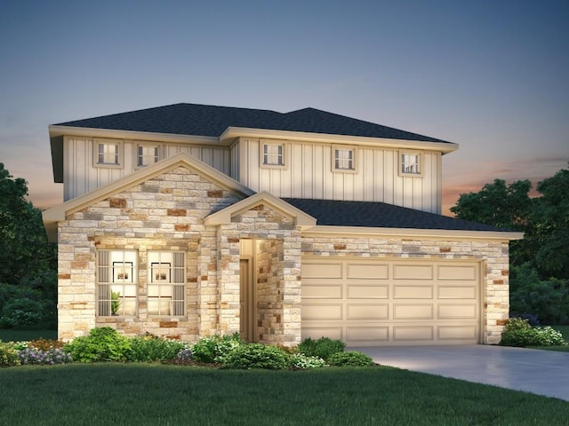 view of front of house with a garage