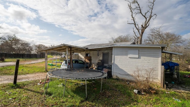 exterior space with a trampoline