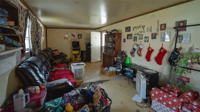 miscellaneous room with ornamental molding