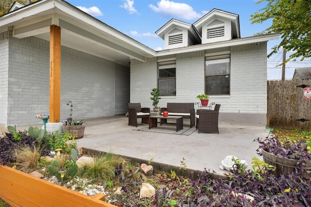 view of patio / terrace with an outdoor living space