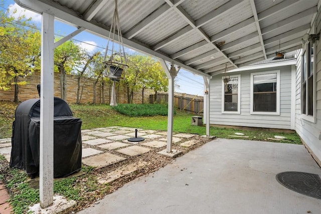 view of patio / terrace with a grill