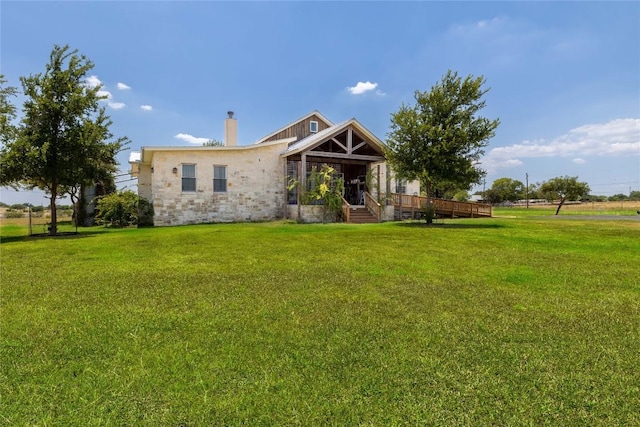 1440 W Klein Rd, New Braunfels, TX 78130 - view of front of property featuring a front yard and a chimney