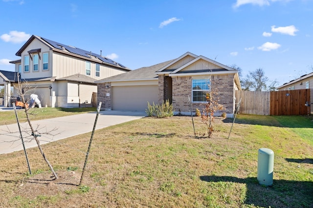 view of front facade with solar panels and a front lawn