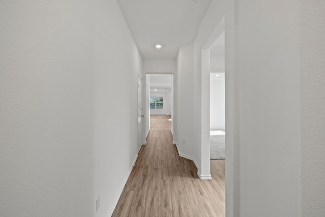 hallway featuring light wood-type flooring