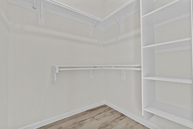 walk in closet with hardwood / wood-style floors