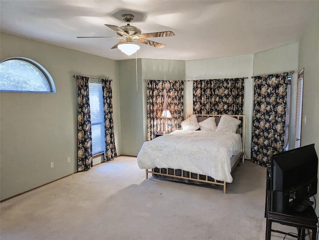 bedroom featuring carpet flooring and ceiling fan