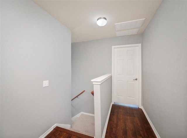 stairs with hardwood / wood-style floors