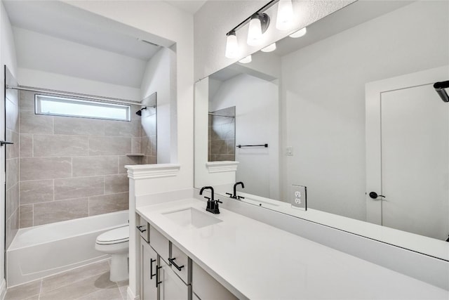 2204 Bayridge Rd, Georgetown, TX 78628 - full bath with toilet, vanity, shower / washtub combination, and tile patterned flooring
