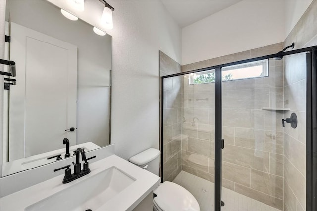 2204 Bayridge Rd, Georgetown, TX 78628 - bathroom with toilet, a stall shower, and vanity