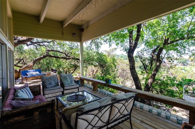 deck featuring an outdoor living space