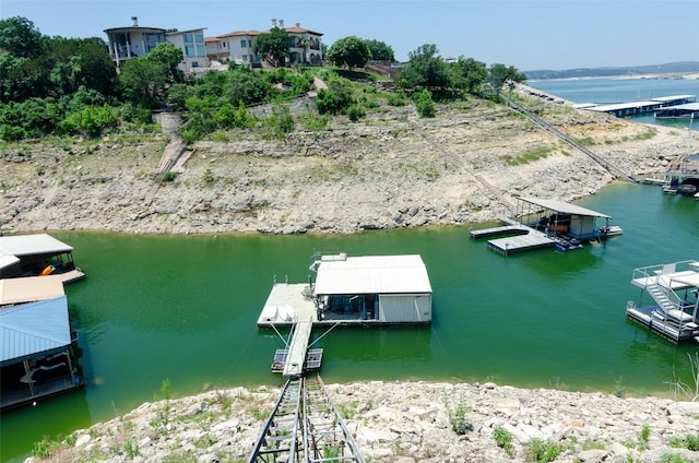 view of dock featuring a water view