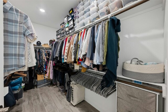 spacious closet with hardwood / wood-style floors