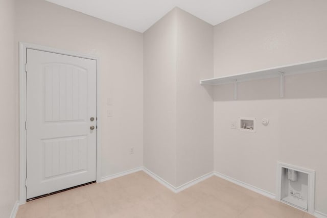 washroom featuring washer hookup, hookup for a gas dryer, baseboards, hookup for an electric dryer, and laundry area