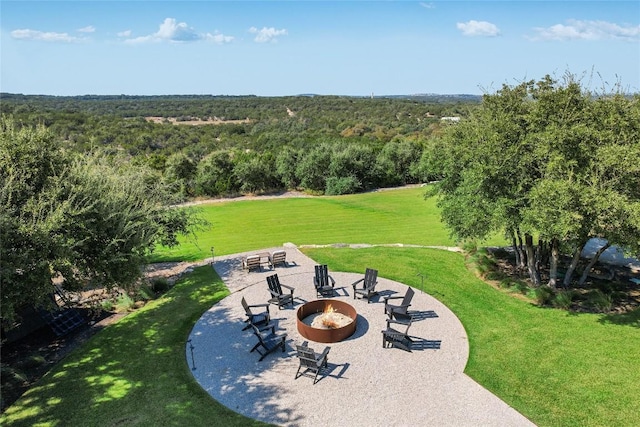 view of patio featuring an outdoor fire pit