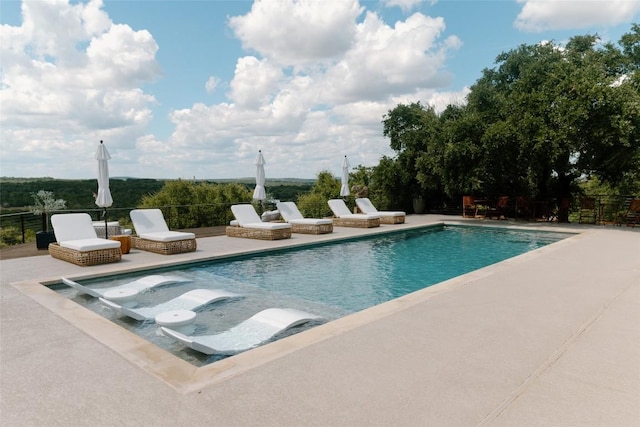 view of swimming pool with a patio area