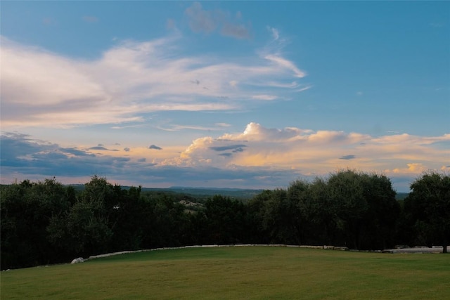 view of yard at dusk